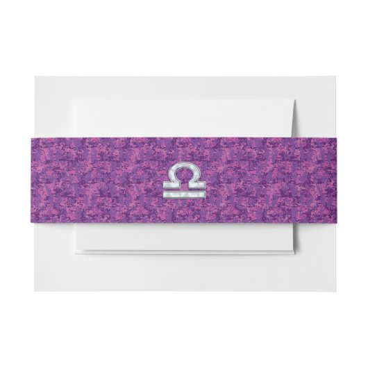 Libra Zodiac Symbol on Fuchsia Digital Camo Uitnodigingen Wikkel (Voorkant Voorbeeld)