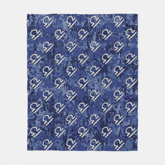 Libra Zodiac Symbol op Blue Digital Camo Fleece Deken (Voorkant)