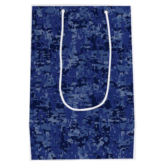 Libra Zodiac Symbol op Blue Digital Camo Medium Cadeauzakje (Achterkant)