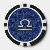 Libra Zodiac Symbol op Blue Digital Camo Poker Chips (Voorkant)