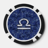 Libra Zodiac Symbol op Blue Digital Camo Poker Chips (Achterkant)