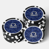 Libra Zodiac Symbol op Blue Digital Camo Poker Chips (Opstapeling)