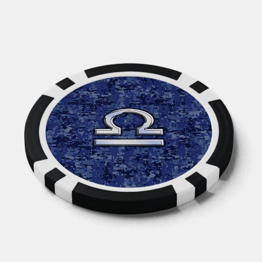 Libra Zodiac Symbol op Blue Digital Camo Poker Chips (Enkel)