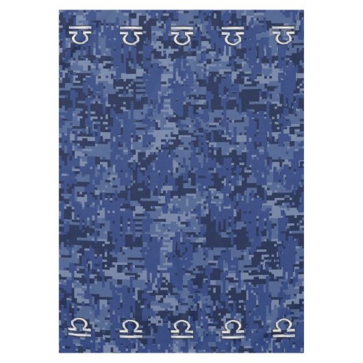 Libra Zodiac Symbol op Blue Digital Camo Tafelkleed (Voorkant)