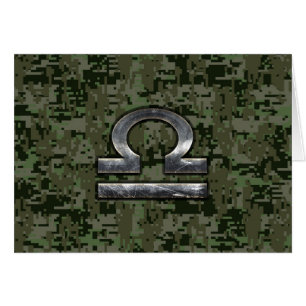 Libra Zodiac Symbol op Green Digital Camouflage