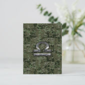 Libra Zodiac Symbol op Green Digital Camouflage Briefkaart (Staand voorkant)