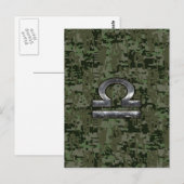 Libra Zodiac Symbol op Green Digital Camouflage Briefkaart (Voorkant / Achterkant)