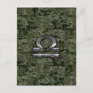 Libra Zodiac Symbol op Green Digital Camouflage Briefkaart