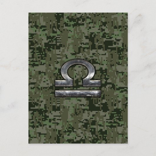 Libra Zodiac Symbol op Green Digital Camouflage Briefkaart (Voorkant)