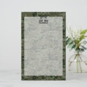 Libra Zodiac Symbol op Green Digital Camouflage Briefpapier (Staand voorkant)