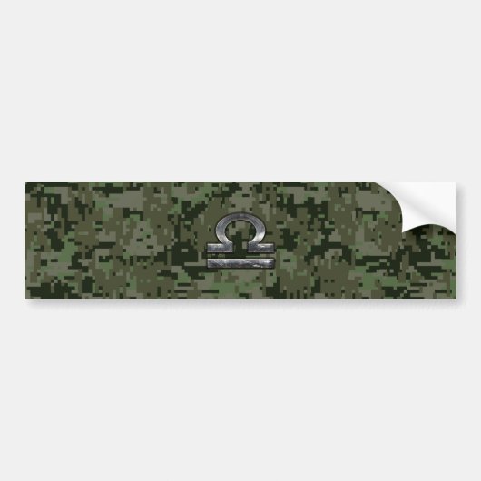Libra Zodiac Symbol op Green Digital Camouflage Bumpersticker (Voorkant)