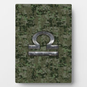 Libra Zodiac Symbol op Green Digital Camouflage Fotoplaat (voorkant)