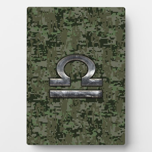 Libra Zodiac Symbol op Green Digital Camouflage Fotoplaat (voorkant)