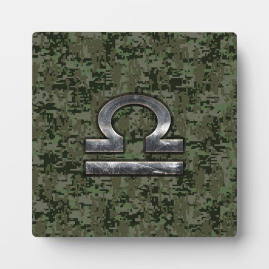 Libra Zodiac Symbol op Green Digital Camouflage Fotoplaat (Voorkant)