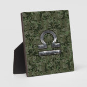 Libra Zodiac Symbol op Green Digital Camouflage Fotoplaat (Voorkant)