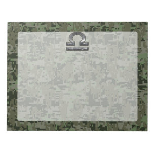 Libra Zodiac Symbol op Green Digital Camouflage Notitieblok