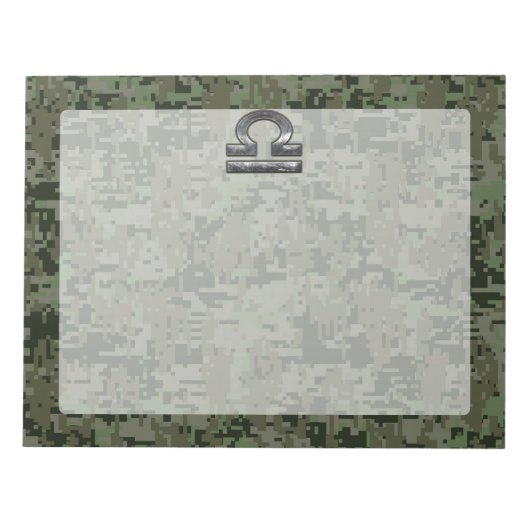 Libra Zodiac Symbol op Green Digital Camouflage Notitieblok (Voorkant)