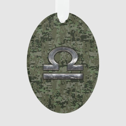 Libra Zodiac Symbol op Green Digital Camouflage Ornament (voorkant)