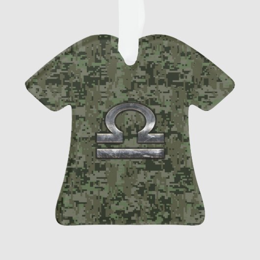 Libra Zodiac Symbol op Green Digital Camouflage Ornament (voorkant)