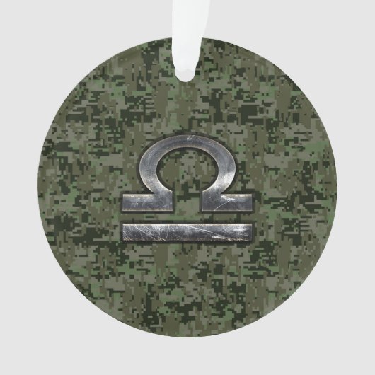 Libra Zodiac Symbol op Green Digital Camouflage Ornament (voorkant)