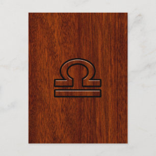 Libra Zodiac Symbol op Mahogany Briefkaart