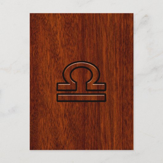 Libra Zodiac Symbol op Mahogany Briefkaart (Voorkant)