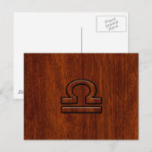 Libra Zodiac Symbol op Mahogany Briefkaart (Voorkant / Achterkant)