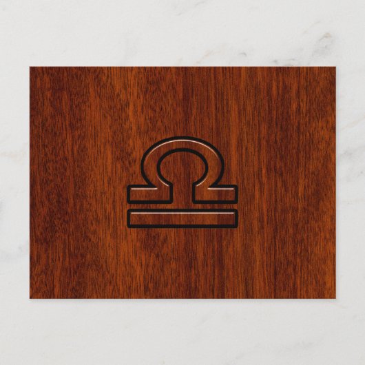 Libra Zodiac Symbol op Mahogany Briefkaart (Voorkant)
