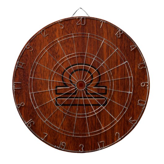 Libra Zodiac Symbol op Mahogany Dartbord (Voorkant)