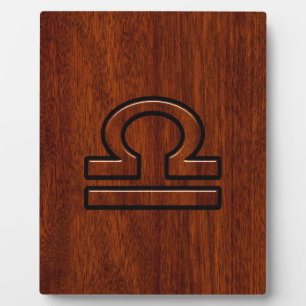 Libra Zodiac Symbol op Mahogany Fotoplaat