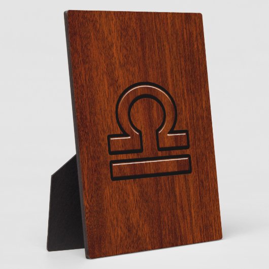 Libra Zodiac Symbol op Mahogany Fotoplaat (Zijkant)