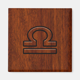 Libra Zodiac Symbol op Mahogany Magneet