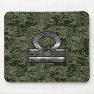 Libra Zodiac Symbol op olijfgroene digitale camo Muismat