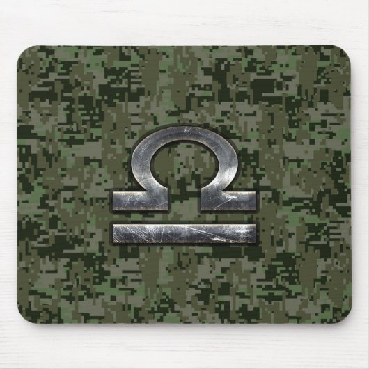 Libra Zodiac Symbol op olijfgroene digitale camo Muismat (Voorkant)