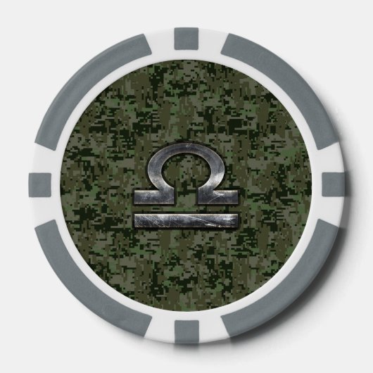 Libra Zodiac Symbol op olijfgroene digitale camo Poker Chips (Voorkant)