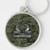 Libra Zodiac Symbol op olijfgroene digitale camo Sleutelhanger (Voorkant)