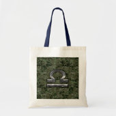 Libra Zodiac Symbol op olijfgroene digitale camo Tote Bag (Voorkant)