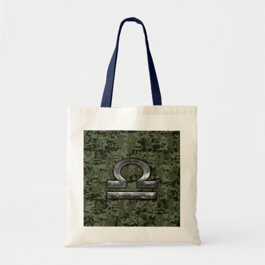 Libra Zodiac Symbol op olijfgroene digitale camo Tote Bag (Voorkant)