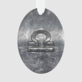 Libra Zodiac Symbol Silver Steel Style Ornament (voorkant)
