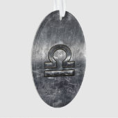 Libra Zodiac Symbol Silver Steel Style Ornament (voorkant)