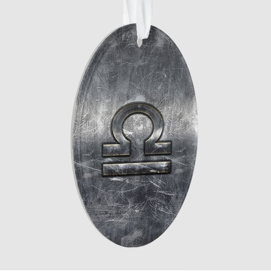 Libra Zodiac Symbol Silver Steel Style Ornament (voorkant)