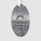 Libra Zodiac Symbol Silver Steel Style Ornament (voorkant)