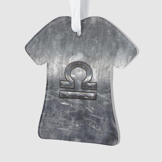 Libra Zodiac Symbol Silver Steel Style Ornament (voorkant)