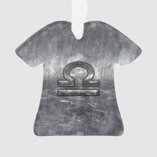 Libra Zodiac Symbol Silver Steel Style Ornament (voorkant)