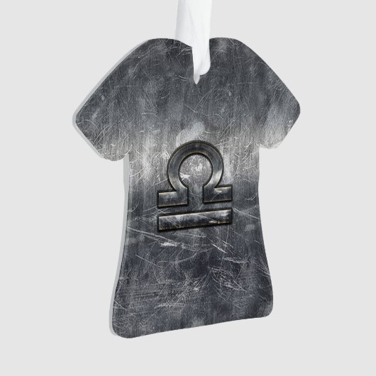 Libra Zodiac Symbol Silver Steel Style Ornament (voorkant)