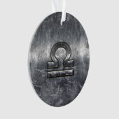 Libra Zodiac Symbol Silver Steel Style Ornament (voorkant)