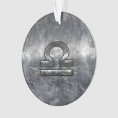 Libra Zodiac Symbol Silver Steel Style Ornament (voorkant)
