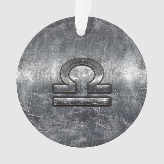 Libra Zodiac Symbol Silver Steel Style Ornament (voorkant)