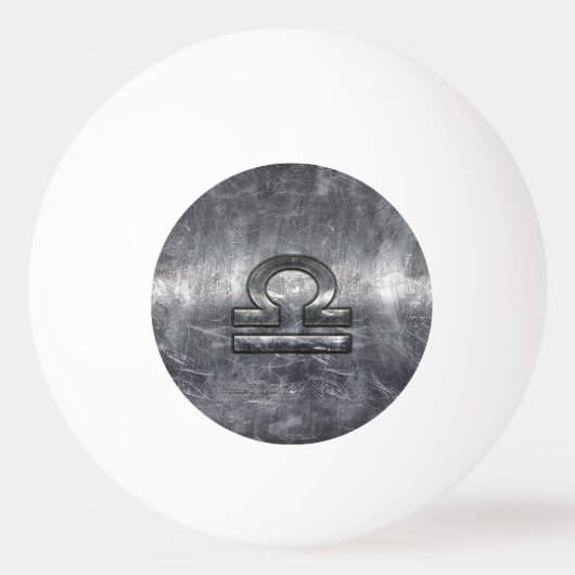 Libra Zodiac Symbol Silver Steel Style Pingpongbal (Achterkant)