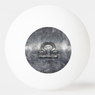 Libra Zodiac Symbol Silver Steel Style Pingpongbal